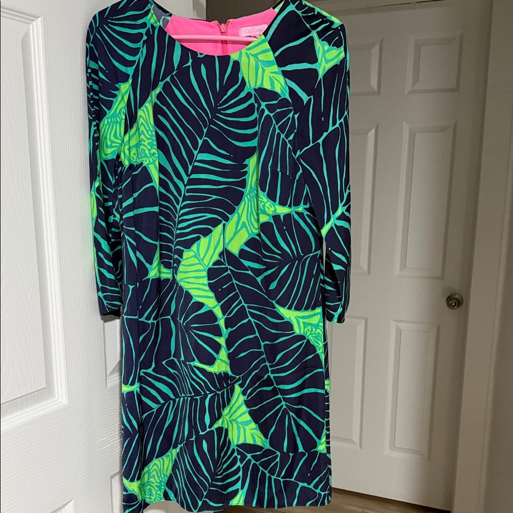 Lilly Pulitzer Navy and Lime Leaf Dress